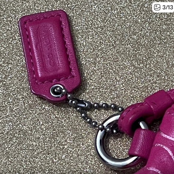 Coach Pink Leather Logo Wristlet Wallet Satin Lined - Picture 3 of 13